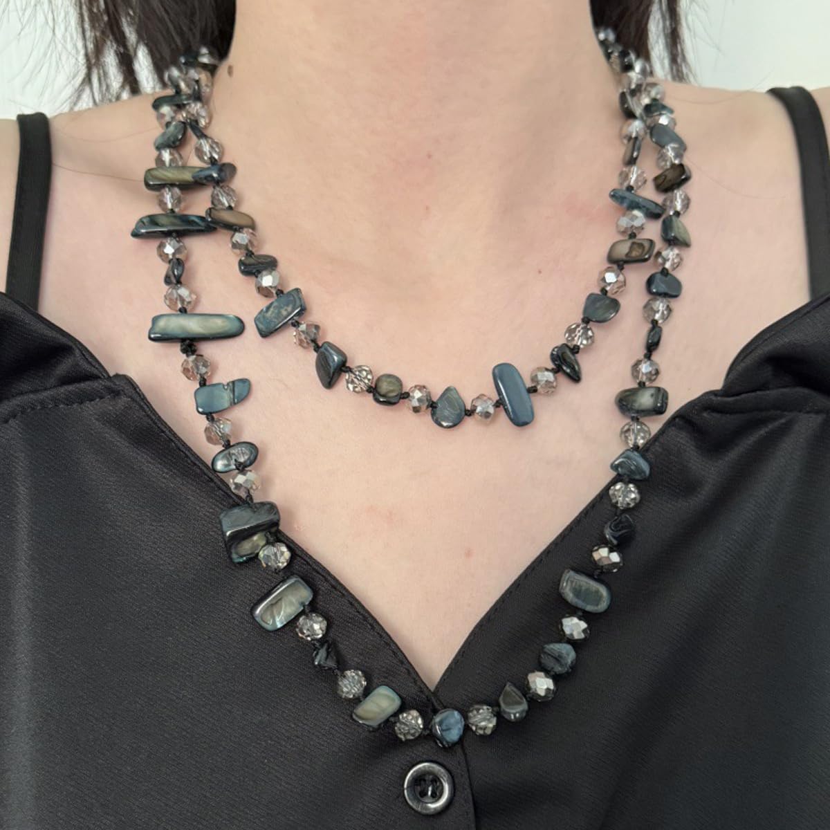 K-Elewon Colorful Irregular Beaded Long Necklace Bohemian Vintage Double-layer sweater chain Shell Beaded Long Necklace Boho Glass Beads Handmade Costume Jewelry for Women CH03 - Image 6