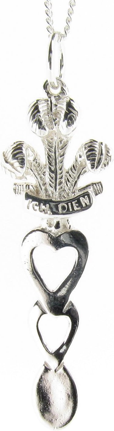 Sterling Silver Welsh Love Spoon Hearts Pendant - Hand Finished - Made in the UK