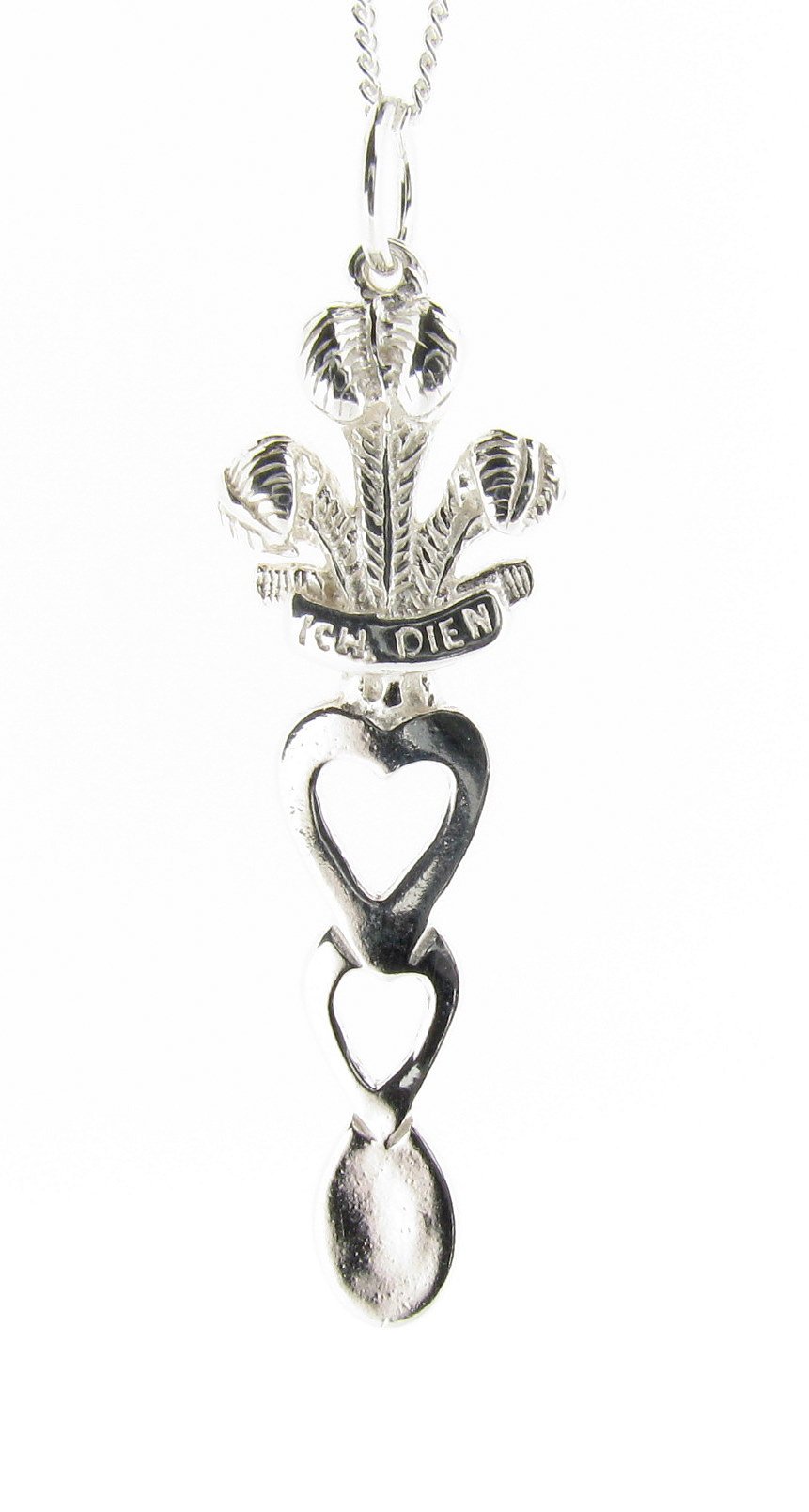 Sterling Silver Welsh Love Spoon Hearts Pendant - Hand Finished - Made in the UK