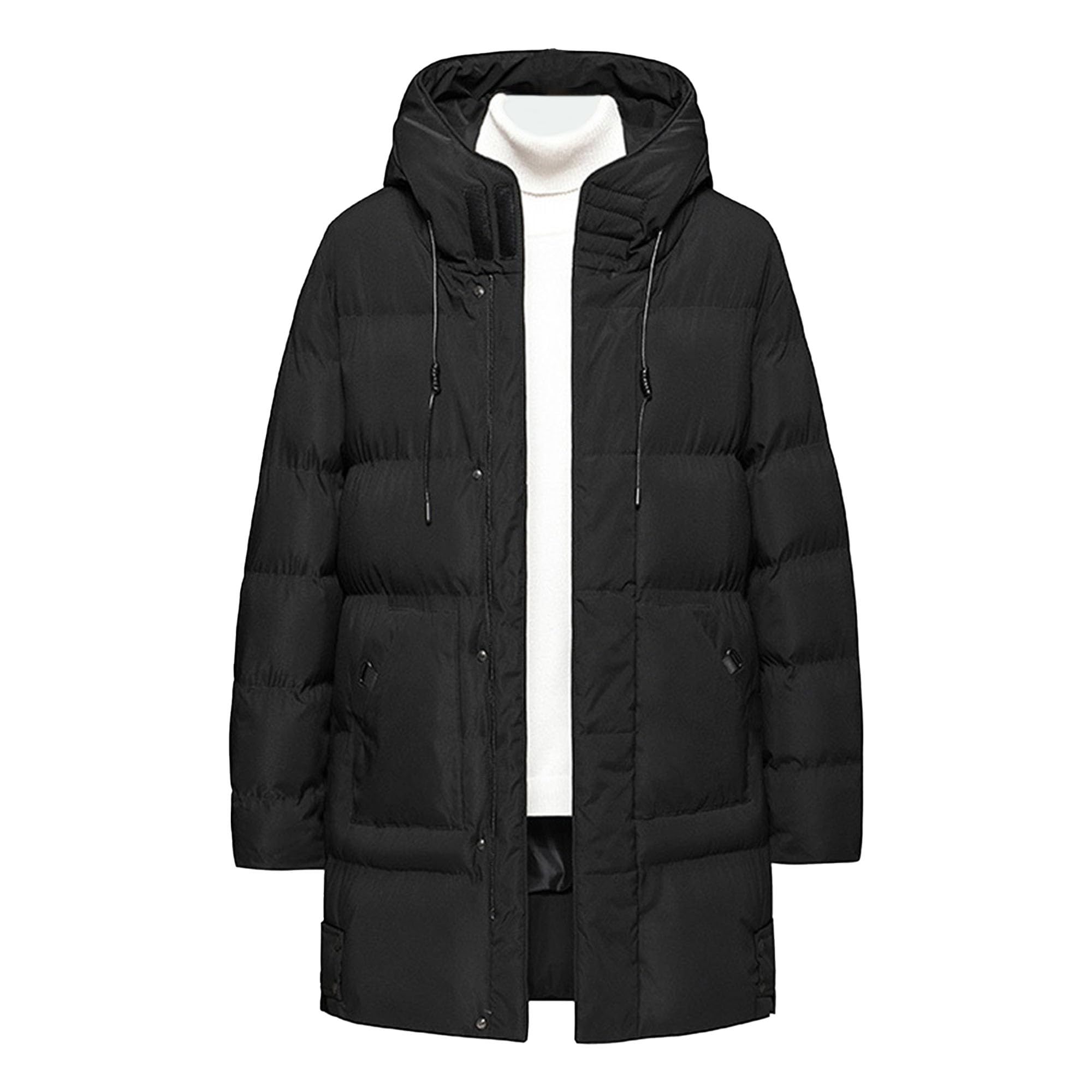 Maiyifu-GJ Men Long Winter Down Jacket Coat Hooded Thickened Warm Down Outerwear Quilted Padded Overcoat Lightweight Parka