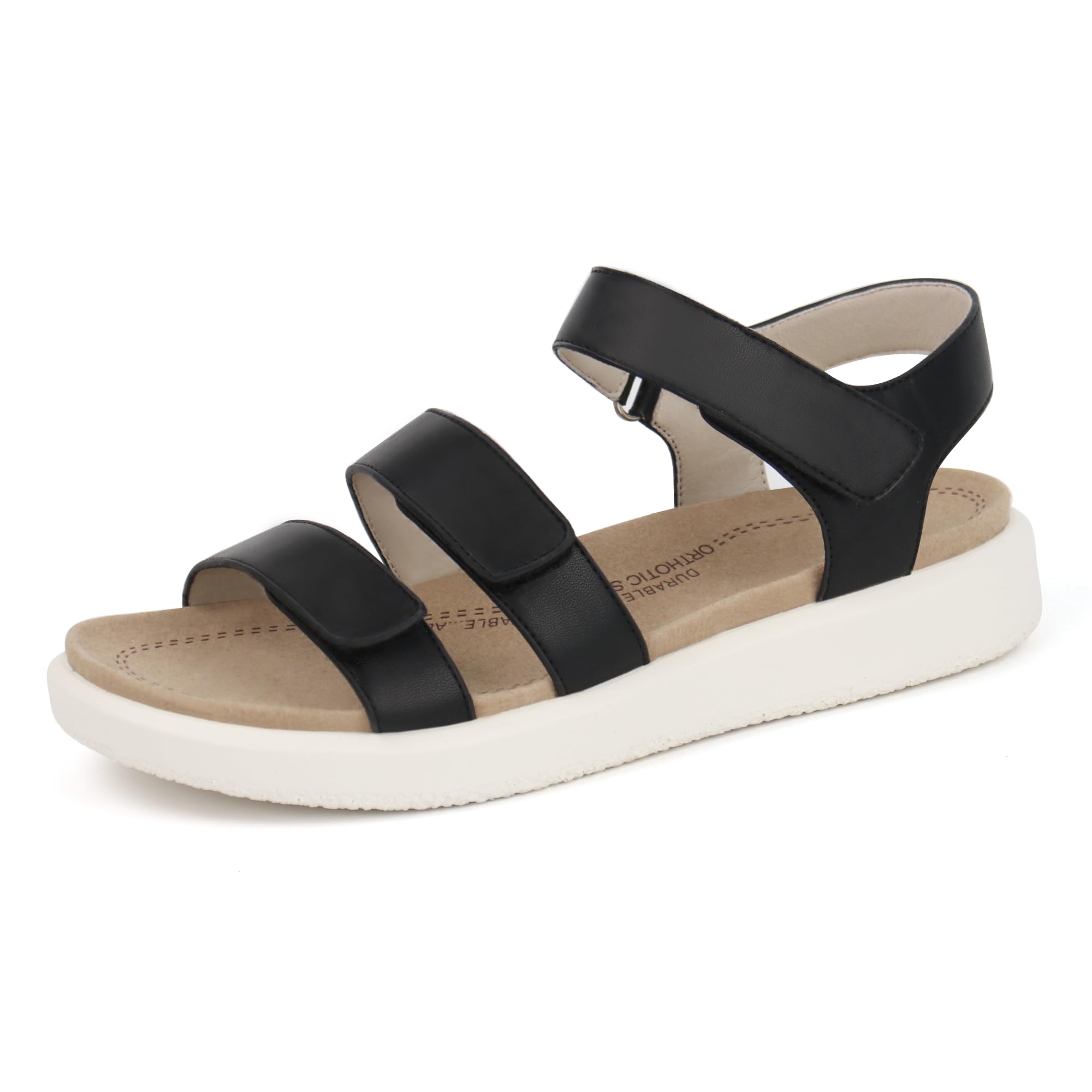 ORTOREX Women's Orthotic Walking Sandals - Comfortable Arch Support Sandals with Adjustable Straps - Beige, Size 6 (US)