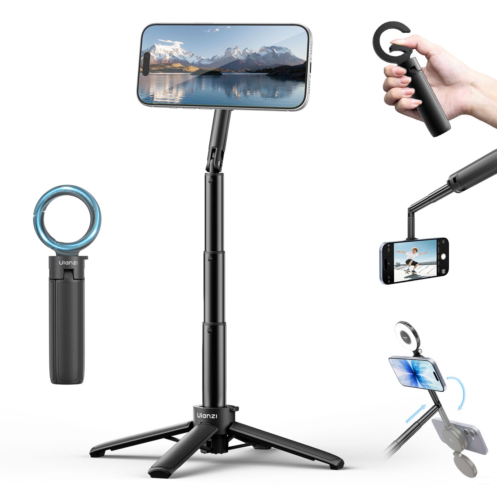 Amazon | Ulanzi MagSafe用自撮り棒 スマホ四脚 ミニ三脚 スマホ