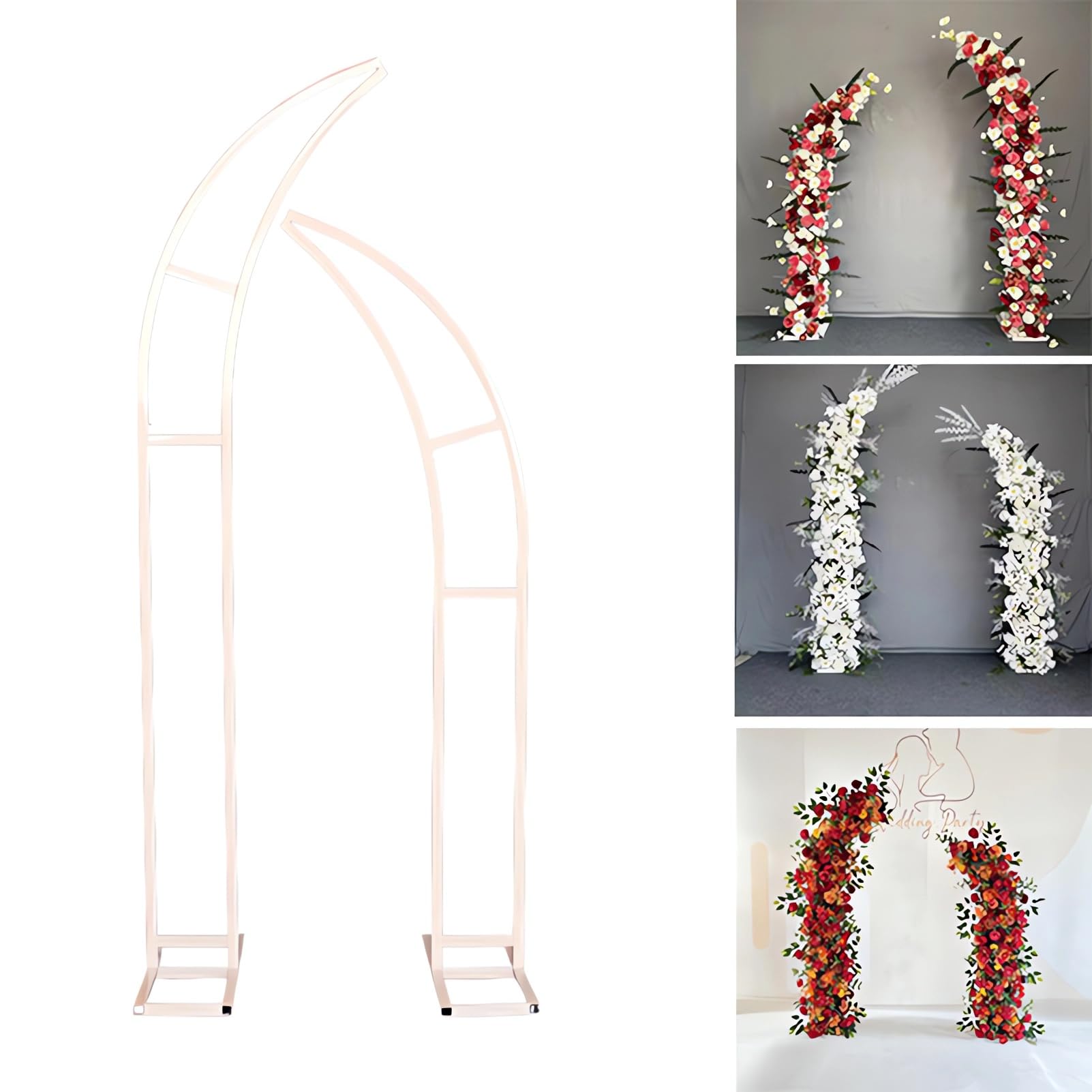 Metall-Hochzeitsbogenrahmen für Innen- und Außendekorationen, Weiß, 210 cm + 250 cm, perfekt für Luftballons, Geburtstagsparty, Weihnachten und Garten, Hochzeits-Hintergründe