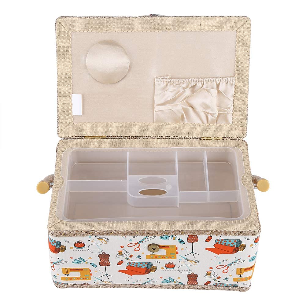 Taille du panier à coudre, boîte à couture au design effronté de points, boîte à couture de fil à coudre aiguille, accessoires ménagers Divers organisateurs de rangement portables et de grande taille