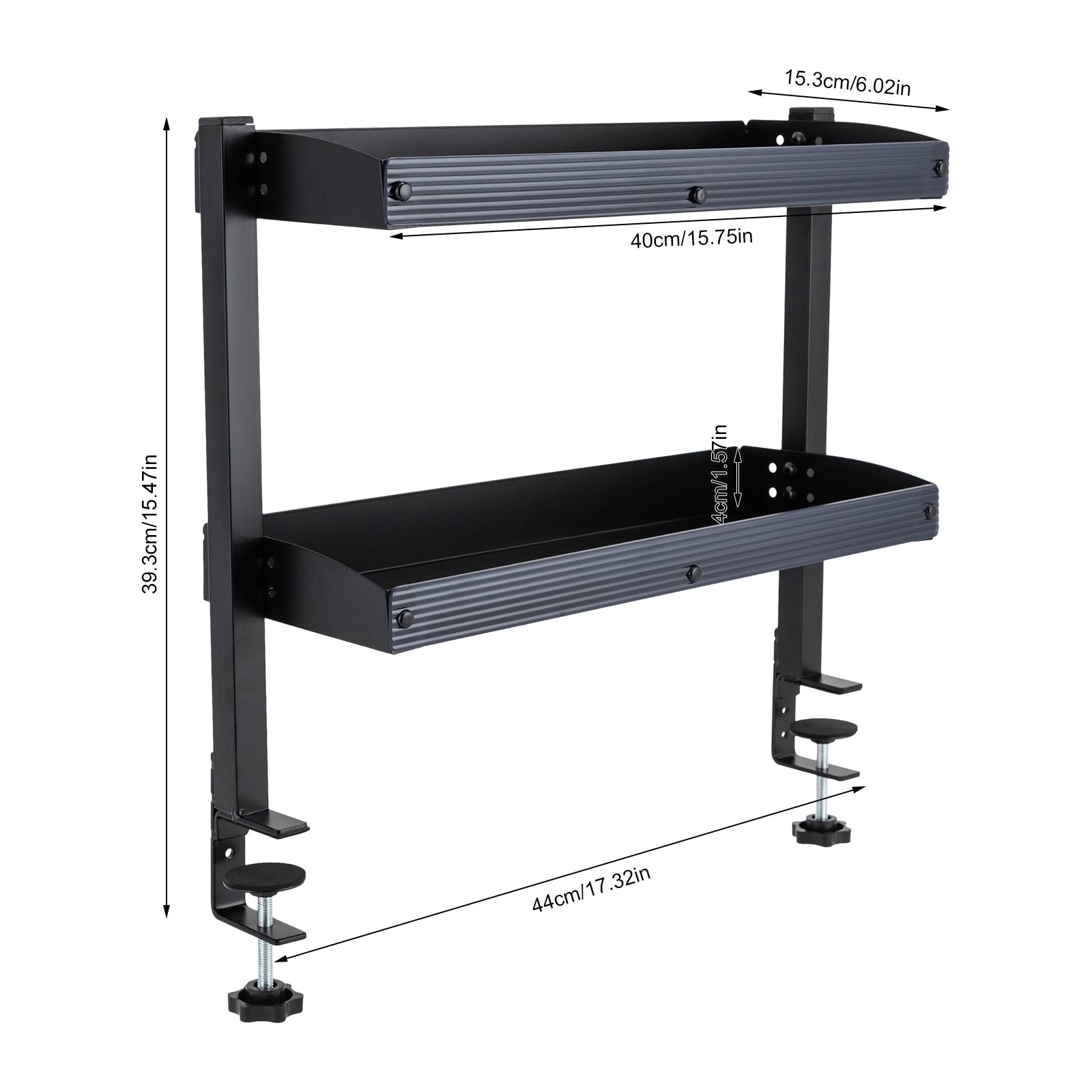 Organisateur de Bureau à Pince à 2 Niveaux Etagere Bureau a Poser sur Bureau à Pince avec Plateau de Rangement Réglable Max.épaisseur de Table 43mm Organisateur de Bureau Clamp-on