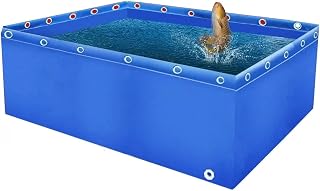 Estanque de piscina plegable for acuario, grande, sobre el suelo, fácil de instalar, con ventana de visualización cúbica azul, ideal for relajarse al aire libre, almacenar agua for sanguijuelas y cria