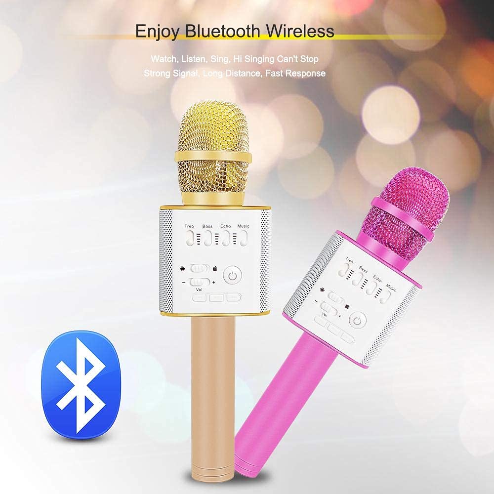 Micrófono de Dientes Micrófono inalámbrico para teléfono móvil con Bolsa Micrófono portátil de actualización Micrófono de Karaoke en casa