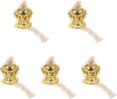 Garneck 5 juegos de quemador de lámpara de aceite, quemador de lámpara de aceite y queroseno con cuello reductor y mecha de lámpara de algodón,