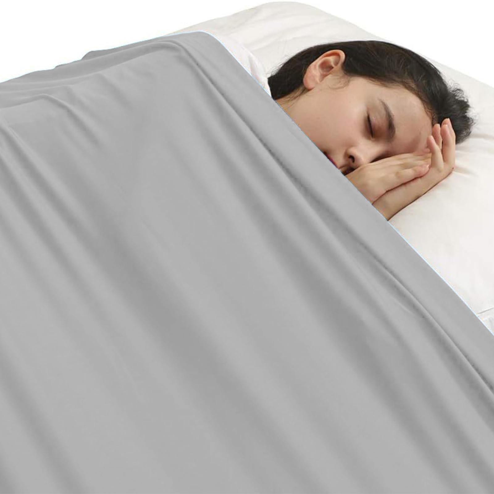 SZSMART Manta de compresión sensorial para niños, sábana de licra y elastano, manta transpirable con peso sensorial para aliviar el estrés para niños con autismo y ansiedad (gris, doble/136 x 147 cm)