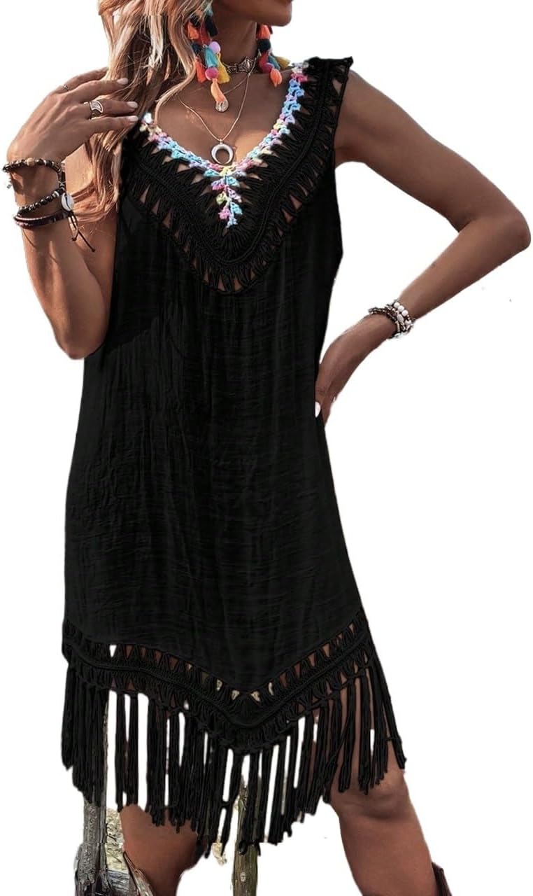 Women Swimsuit Cover Up Hem Tie Backless Cover Up Dress,Summer Beach