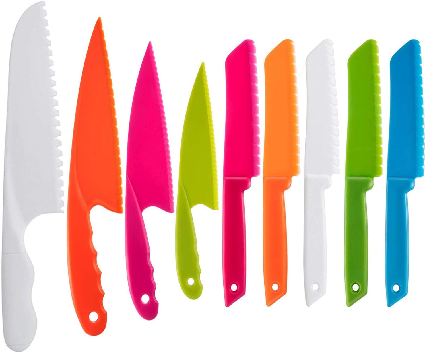 9 Pieces Plastic Kid Kitchen Knife Set, Nylon Chef Knife Children's Safe Cooking Knives for