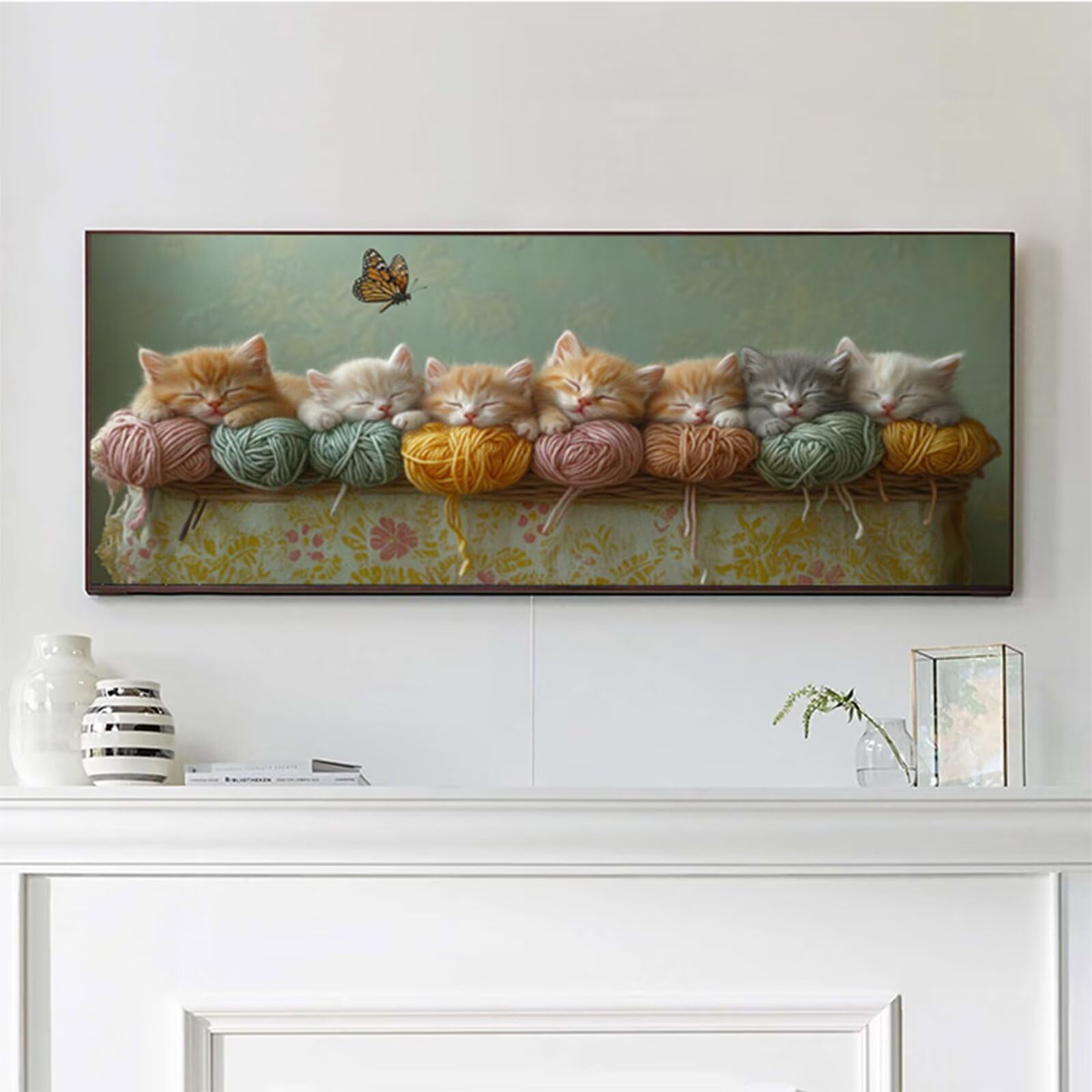 Farfalla Dipingere con i Numeri Adulti, Fai Da Te Dipingere con i Numeri Gatto, Paint by Numbers Kit con Pennelli e Vernice Acrilica, Regalo Uomo, Hobby Creativi Adulti, Decorazione, 90x40cm N-3205