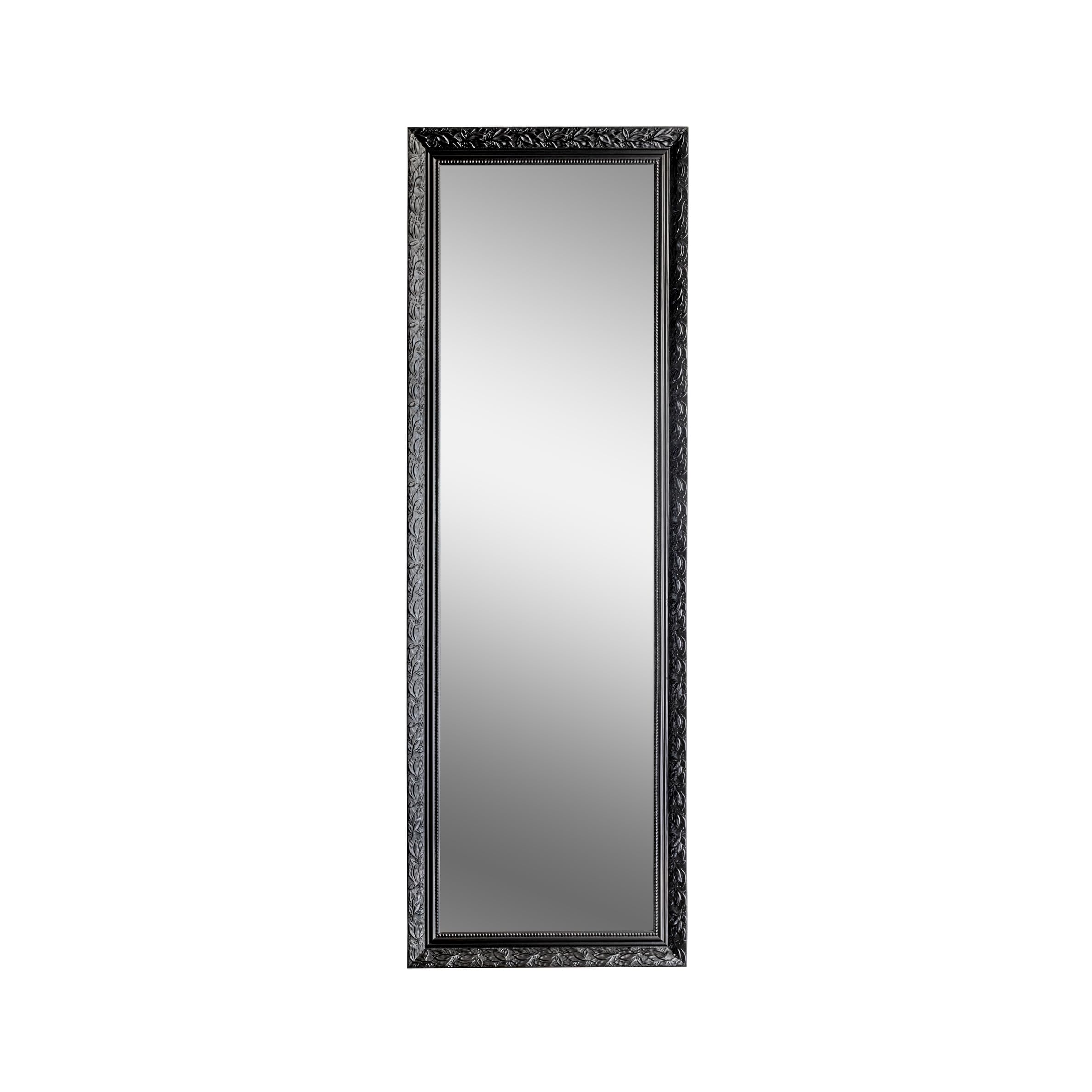 BD ART Wandspiegel 150x50 cm – großes rechteckiges Spiegel mit schwarzem Holzrahmen und Ornament – vertikal & horizontal aufhängbar – ideal für Wohnzimmer, Schlafzimmer, Flur
