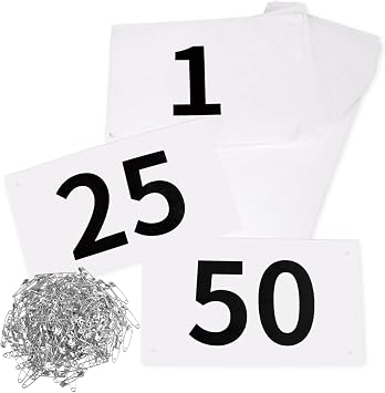 JEELAD Race Bibs 4" x 7" Running Bids Racing Numbers with Safety Pins Tyvek Tearproof Waterproof Number Cards 1-200 for Marathon Runners Sports Races Competition Events