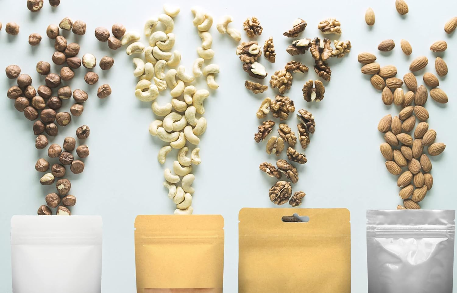Evergreen Goods - Bolsas reutilizables para alimentos (110 x 185 mm), bolsas de alimentos resellables con forro de papel de estraza con cierre de cremallera, sellado térmico, muesca de desgarro y