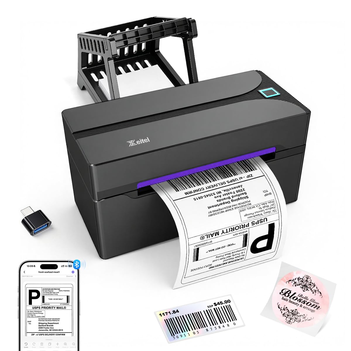 Zeitel® USB Label Printer for 20-110mm Width Thermal Label, Wireless Bluetooth Thermal Label Maker with Solo-Developed App, HD 203dpi Inkless Label Printer, Compatible with Android, iOS & Windows-image-47