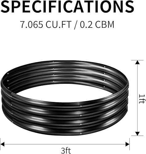 Miniatura 28 de Land Guard Kit de cama de jardín elevada galvanizada, maceta redonda grande galvanizada de metal galvanizado, cajas de jardín elevadas al aire libre