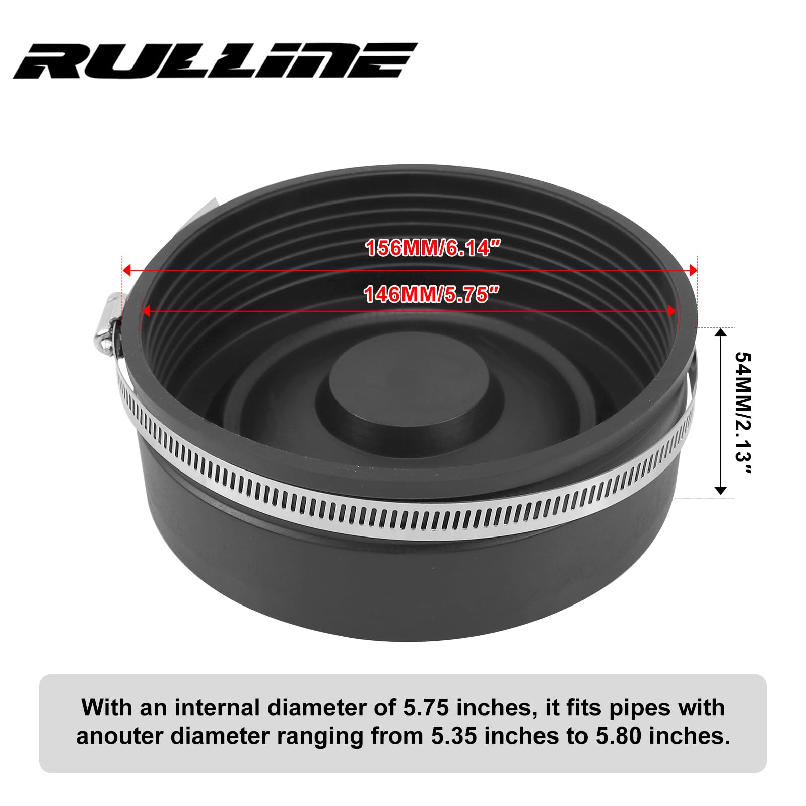 RULLINE 4 szt. 12,7 cm elastyczna nasadka PCW z zaciskami ze stali nierdzewnej nasadka do czyszczenia kanalizacji czarna nasadka do rur PVC