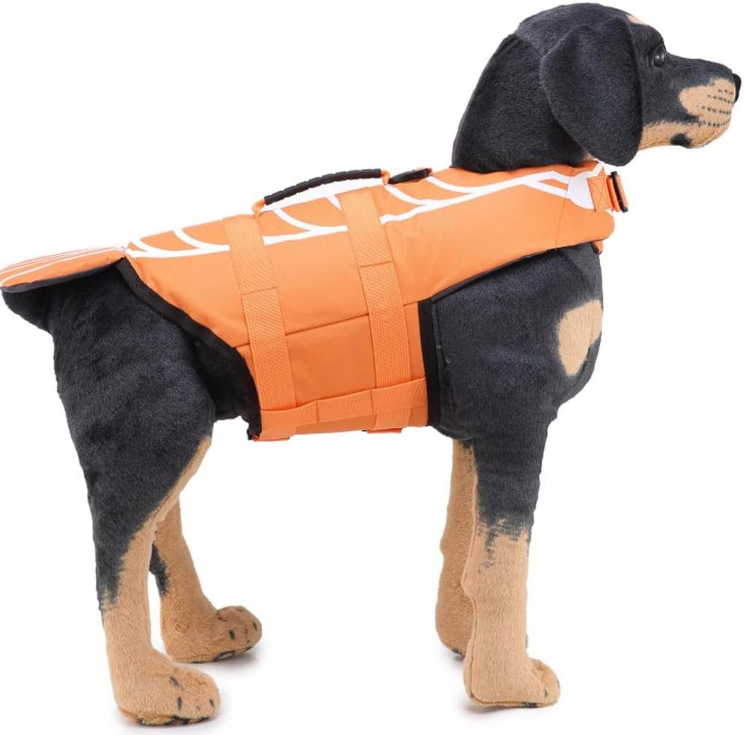 Chaleco Salvavidas para Perro, Flotador Mascota con Asa de Rescate Ajustable, Traje Seguridad Acuática Talla Pequeña y Mediana para Piscina, Playa, Navegación, Orange, S