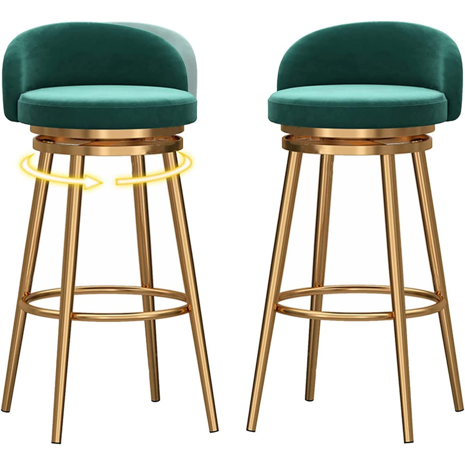 Tabourets hauts moderne lot de 2 vert avec dossier confortable pour comptoir de cuisine
