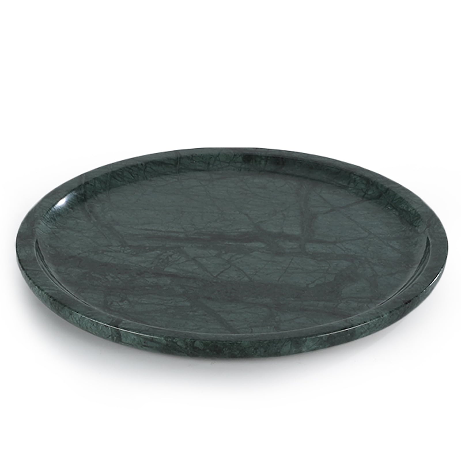 Bandeja de almacenamiento de mármol natural de lujo, mármol genuino para decoración del hogar, bandeja de piedra para baño/cocina/tocador, sin resina (10 pulgadas, verde) 2
