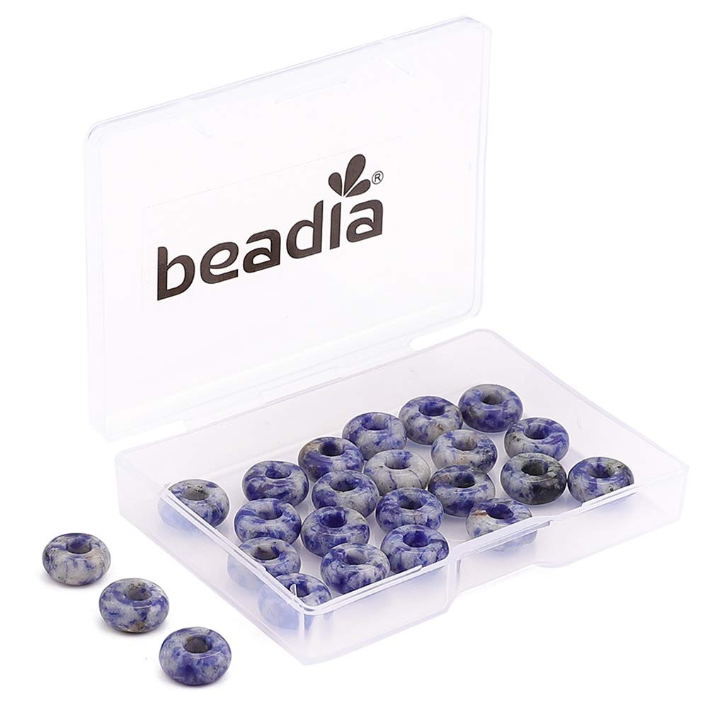 BEADIA Natural Blue Sodalite Rondelle Stone with Large Hole (4mm) Loose Semi Precious Beads for Jewelry Making 10mmx4mm 24pcs-image-21