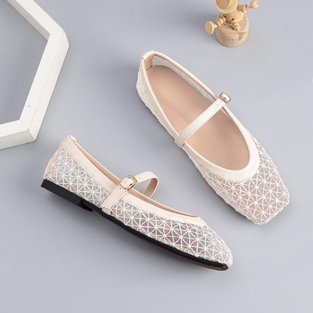 Ballerine da Donna comode con Cinturino, Ballerine in Rete, Scarpe Mary Jane Traspiranti da Donna, Eleganti Slip-on per Ufficio, Tempo Libero e Vacanze