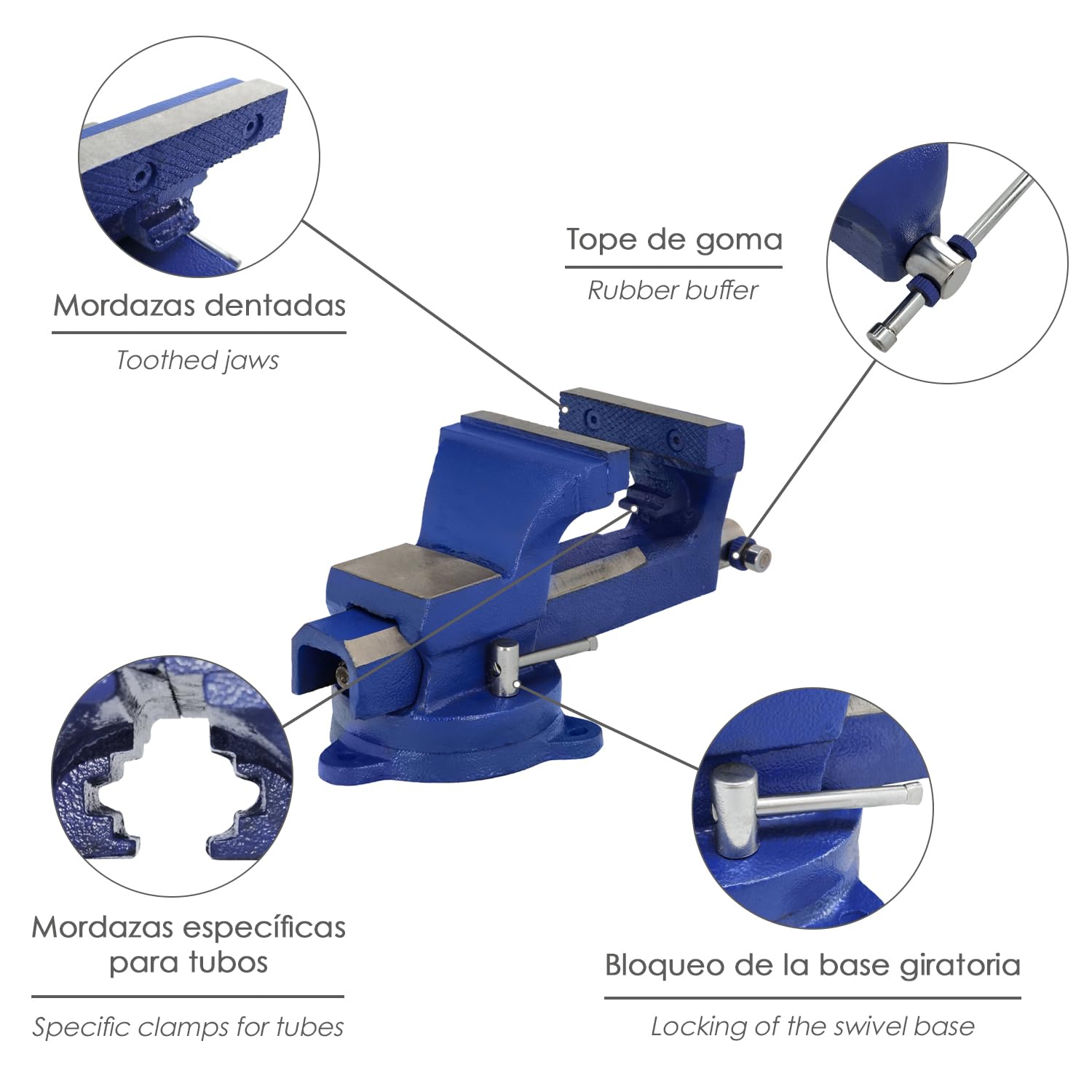 WOLFPACK LINEA PROFESIONAL Tornillo Banco Giratorio Heavy Duty 105 mm Banco De Mesa Giratorio, Tornillo Sujeción, Abrazadera De Banco, Tornillo Banco Tubos