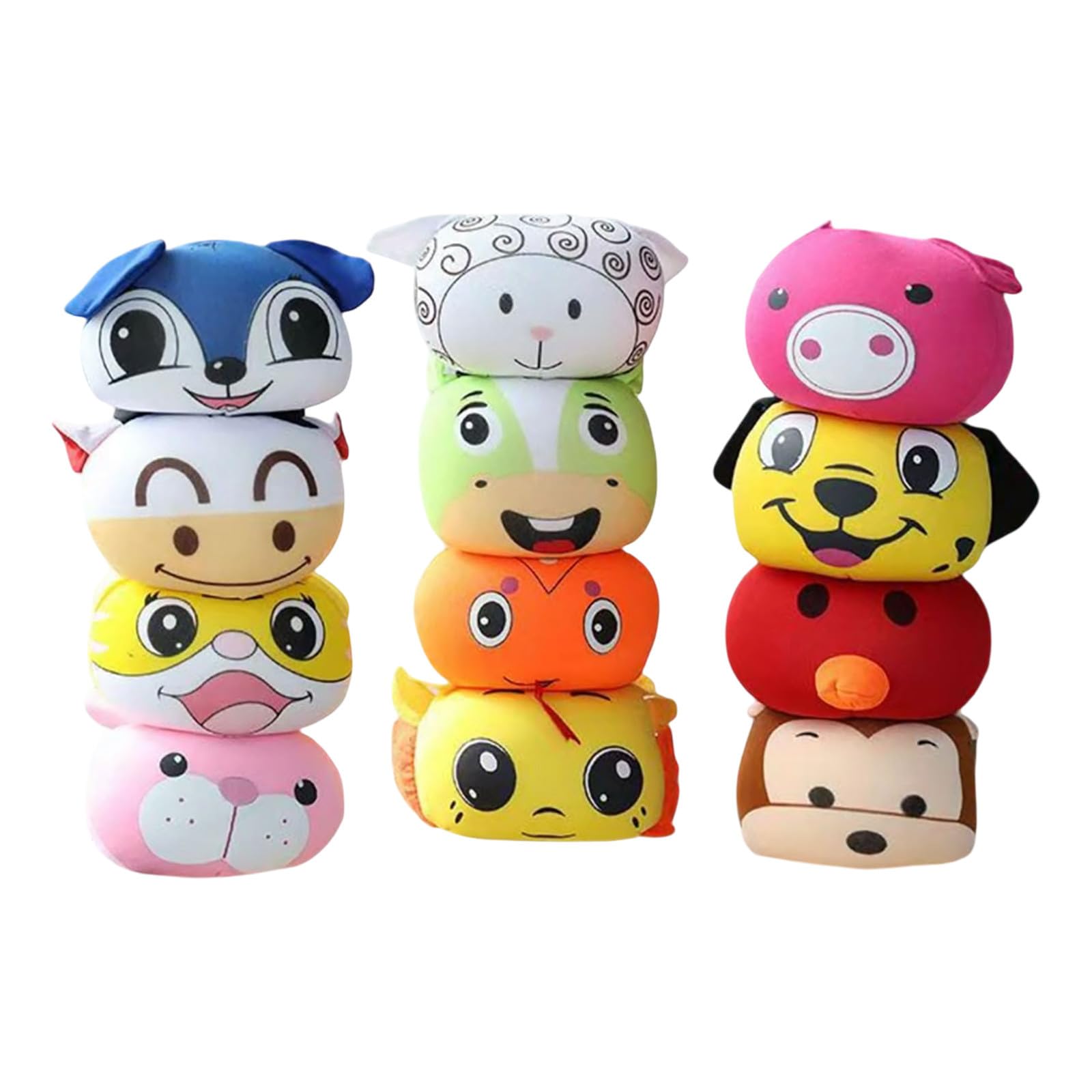 12er-Pack niedliche Tierfiguren für Tierkreiszeichen-Themen weiches mit Cartoon-Ausdruck sensorisches Handspiel Wurfspiel für Kindergarten drinnen draußen Partyspiele fördert die (Blue, 10cm)