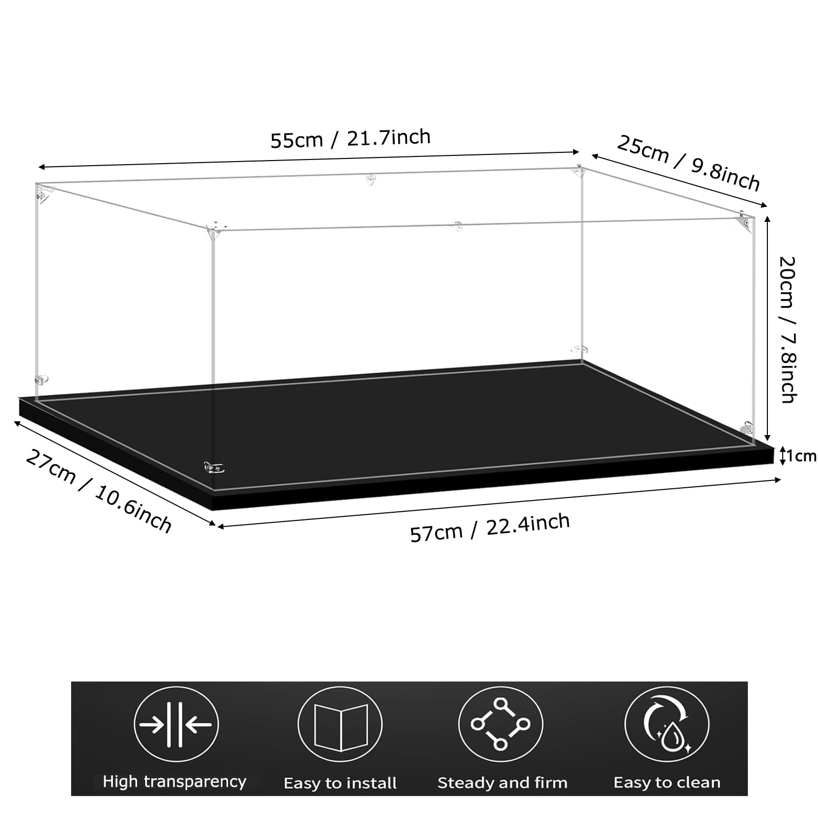 Vitrine acrylique, Vitrine empilable transparente, Vitrine de collection Antipoussière Self-assembly avec porte pour les figures de jouet Automobiles modèle qui ramassent les figures (40x20x30cm