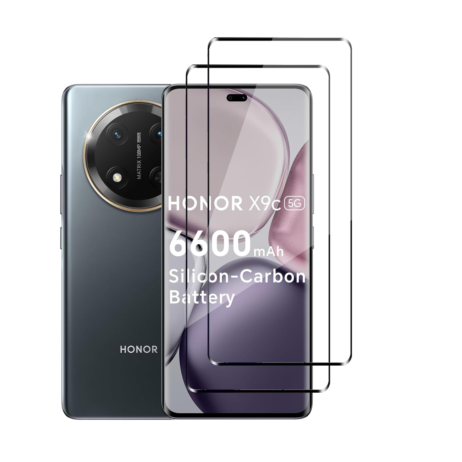 WRTBS [2 Pack] Tempered Glass for Honor X9C 5G Screen Protector,9H Hardness High Definition Full Covered Clear Scratch Resistant Bubble Free Anti-Fingerprints