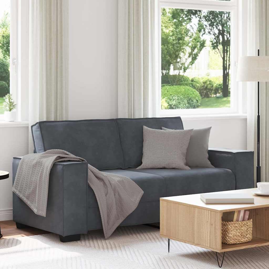 Sofa 2-osobowa, ciemnoszara, aksamitna sofa 180 x 78 x 84 cm, sofa do salonu z szerokimi podłokietnikami, do salonu, pokoju gościnnego, biura