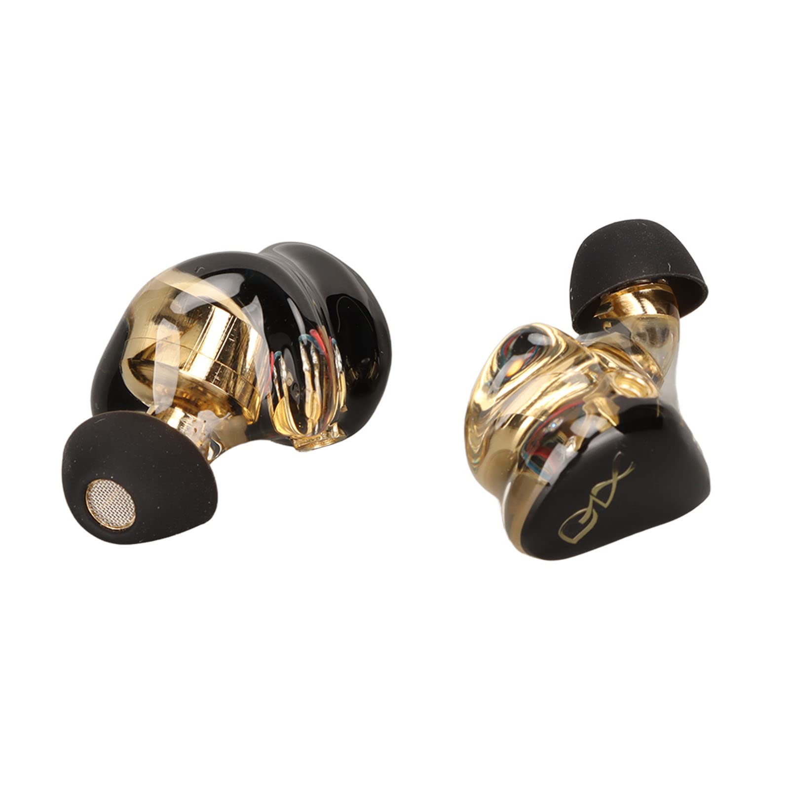 MXGZ Monitorkopfhörer, Harzgehäuse, Ergonomisches Design, Kabelgebundene Monitorkopfhörer, Verlustfreier, Kraftvoller Bass-HiFi-Sound für Schlagzeuger (Schwarzes Kabel)