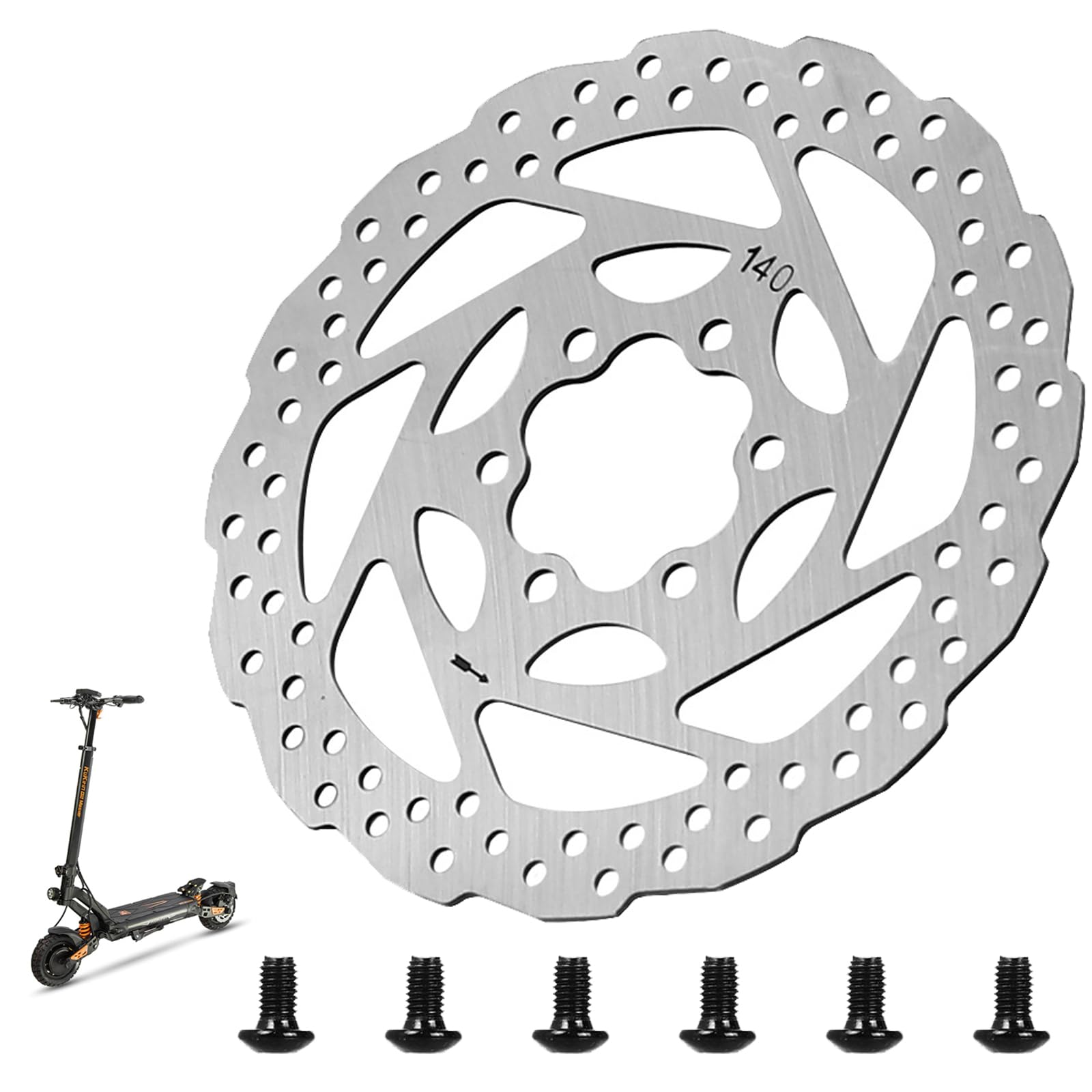 Disco freno in acciaio inox con 6 fori Disco freno pezzo rotore 140MM per Kukirin G2 Master/G3/G4 monopattini elettrici pastiglie freno/accessori freni