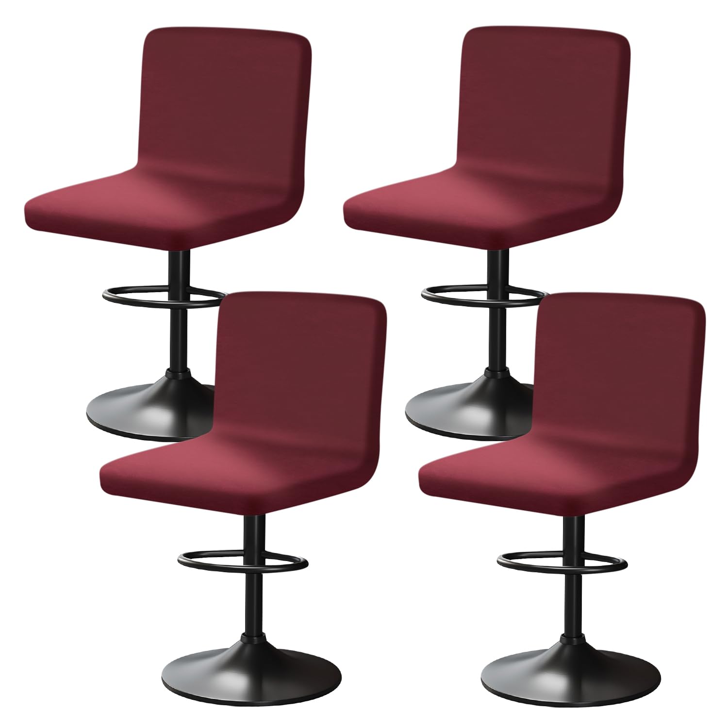 Yingayou Burgundy Bar Stool Covers With Back Velvet Bar Stools Slipcovers With Backrest Very Soft Elastic And Easy To Install Wrinkle Resistant, Washable, Dustproof (4, )