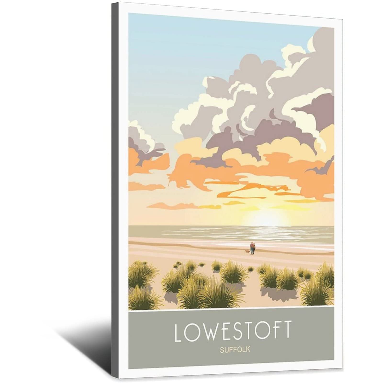 Uejd Frame-Style Vintage Lowestoft Sunrise Suffolk Travel Poster Decorative Posters Modern Bedroom Canvas Art Poster Picture Painting Posters Wall Decor Art Gift