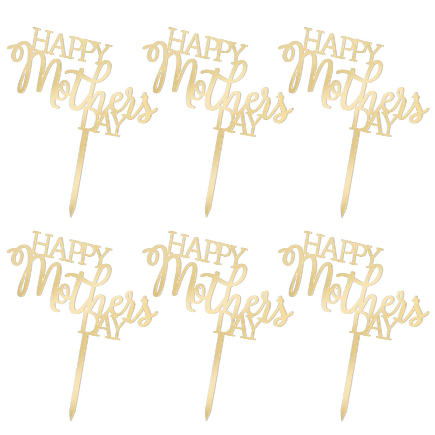 Muttertag Cupcake-Topper, 12 Stück, Glitzernd Gold, 'Happy Mothers Day', Kuchenaufsätze, Partydeko