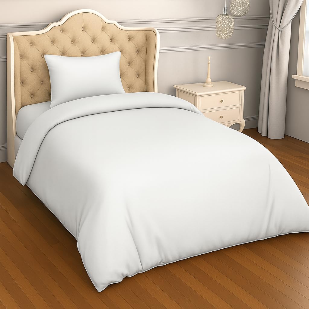 crazypriceuk 2 Piece Bedding Set Pillowcase+Duvet Cover for Baby Toddler to fit Cot/Cot Bed (100 x 135cm, White)