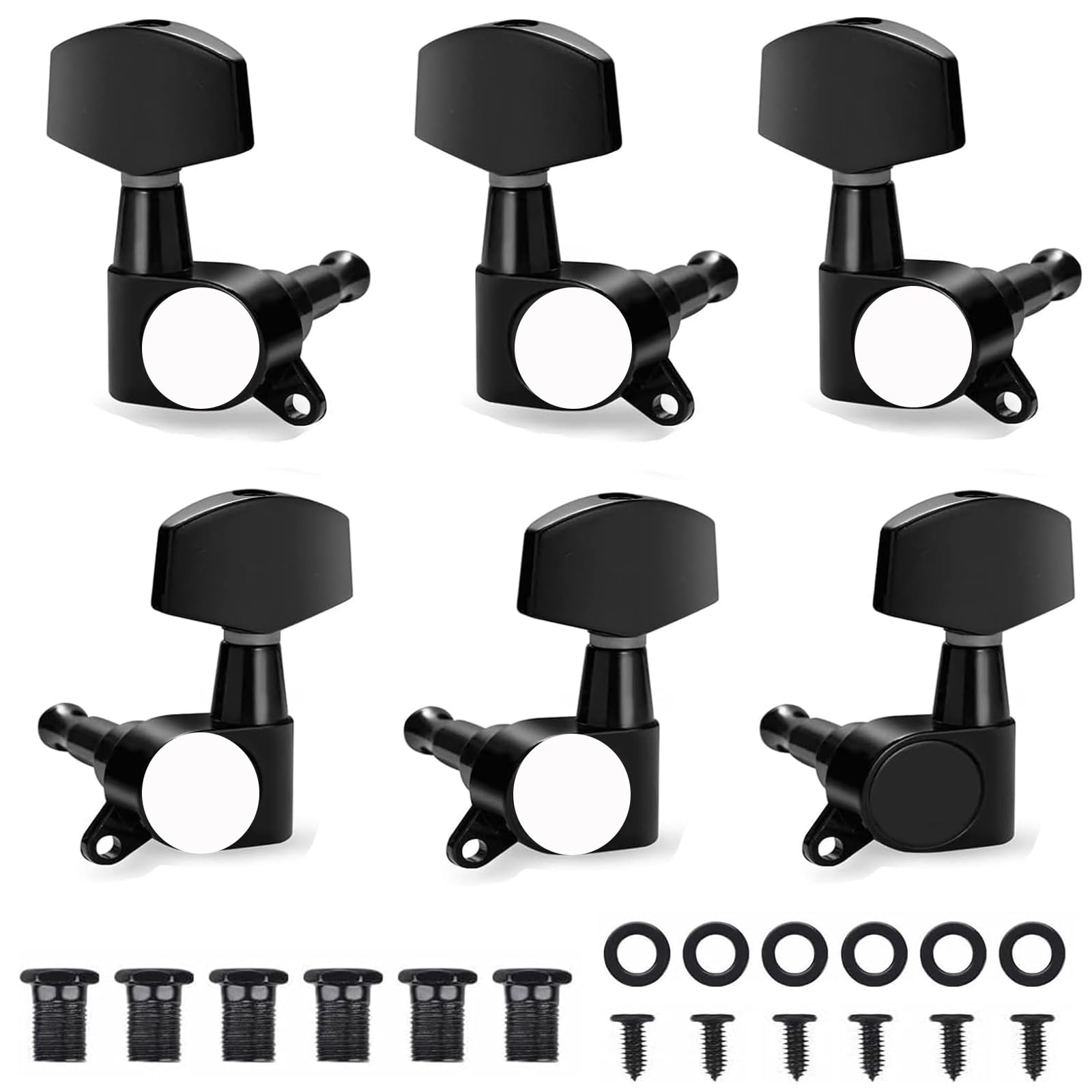 6 sztuk mechanizmów gitarowych, krętlik strojowy, metalowy klucz blokujący, 3 L3R, klucz do gitary elektrycznej (czarny)