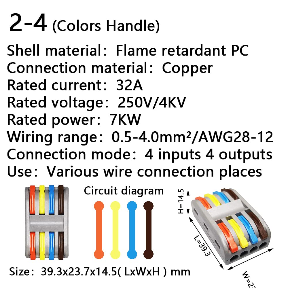 10/25/50/100PCS Wire Connectors 2-2 Terminal Block Conductor SPL Push-in Terminal Block Cable Splitter LED Light conector(2-4,25 PCS)