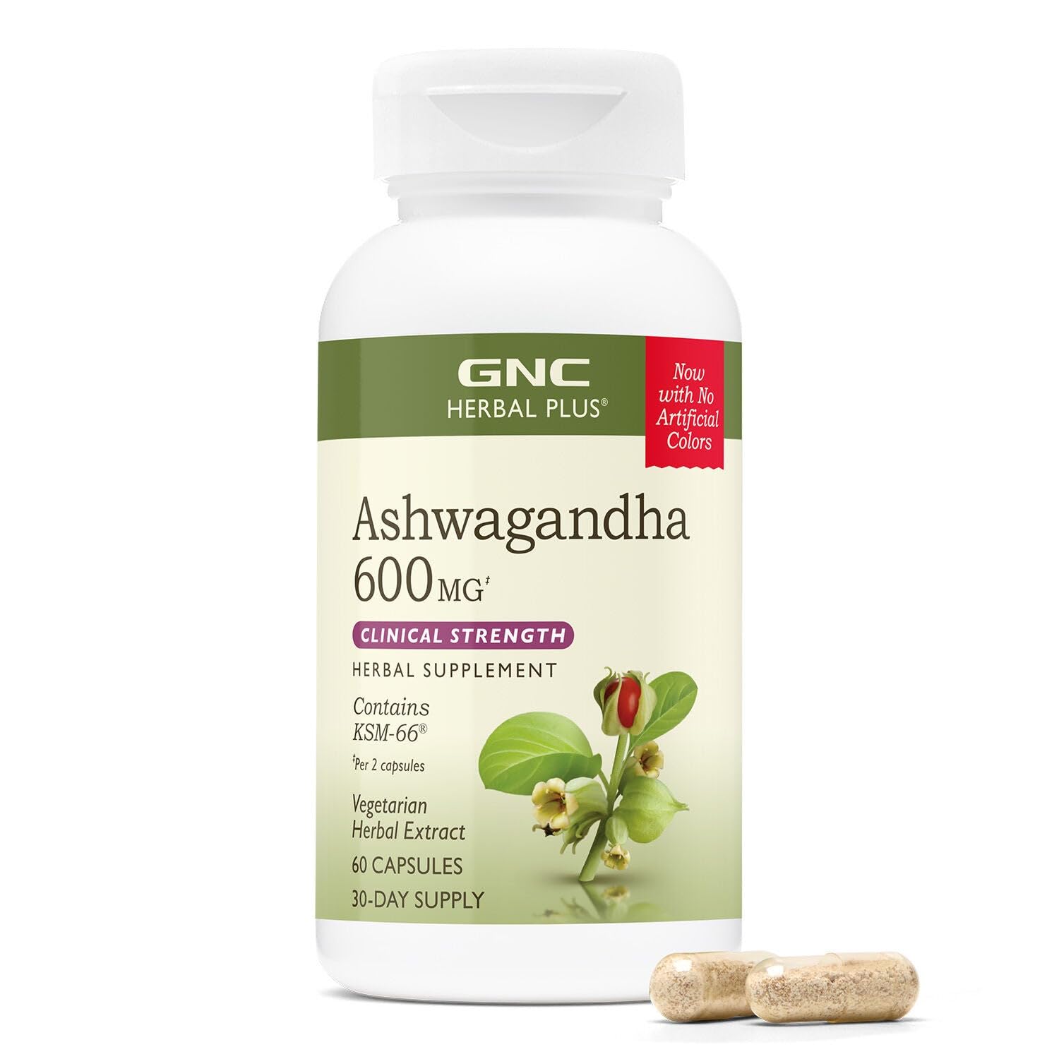 GNCHerbal Plus Ashwagandha 600mg Supplement, Clinical Strength, Vegetarian, Stress Relief Support, 30 Servings