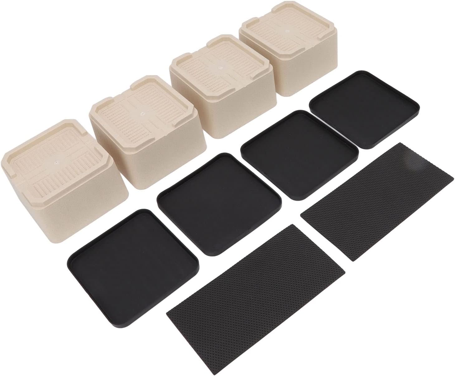 Plastic Bed Lifts with Top Pad and Bottom Rubber, Heavy Duty Bed and Furniture Raisers Set, 2200 lbs Capacity Elevators for Bed Sofa Refrigerator Washing Machine