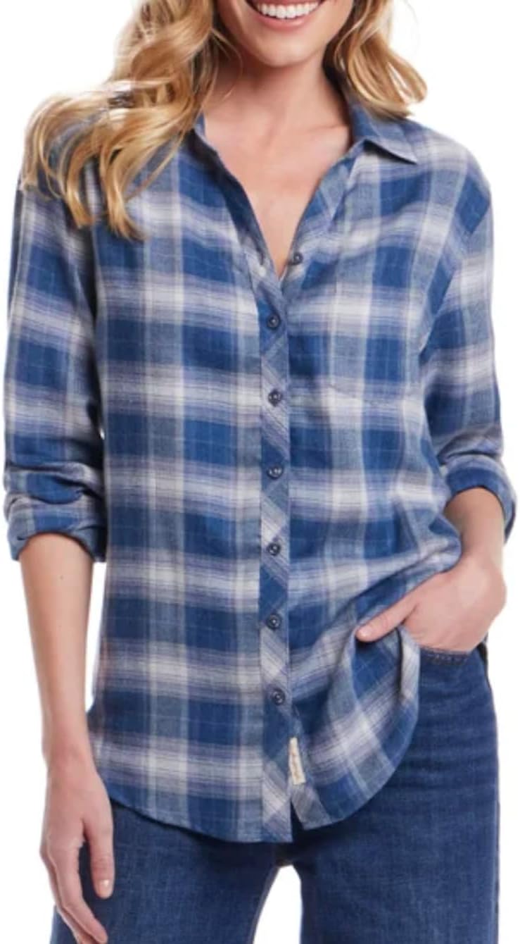 Weatherproof Vintage Women's Long Sleeve Button Down Flannel Shirt - Image 3