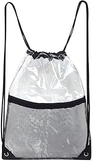 Helweet Transparent sports backpack, transparent gym bag, gym bag with drawstring, transparent backpack, transparent draws...