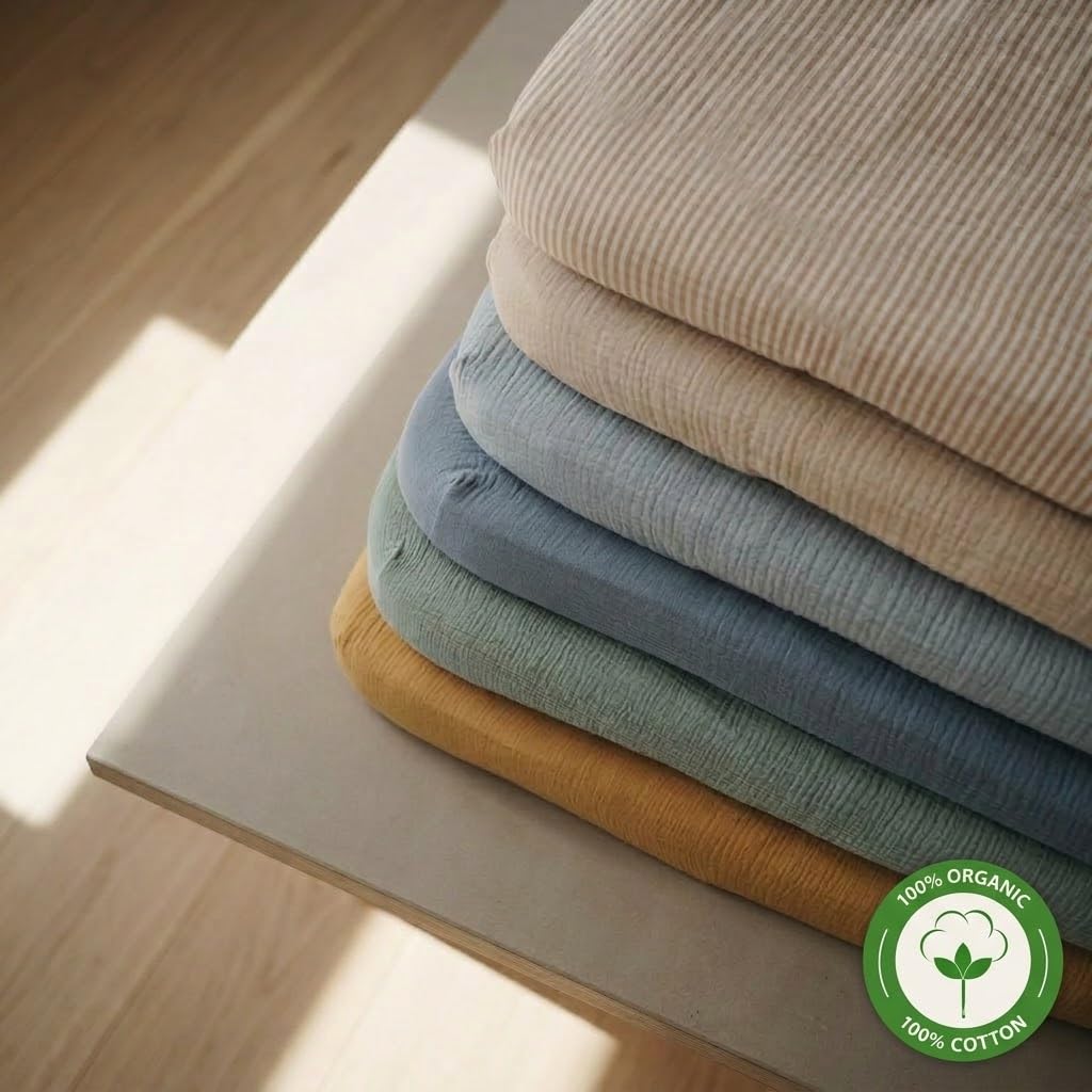Danimarca - Lenzuola con angoli per culla in mussola super morbida, per ragazzi e ragazze, dimensioni standard per materasso per culla da 71 x 132 cm, 100% cotone biologico per il massimo