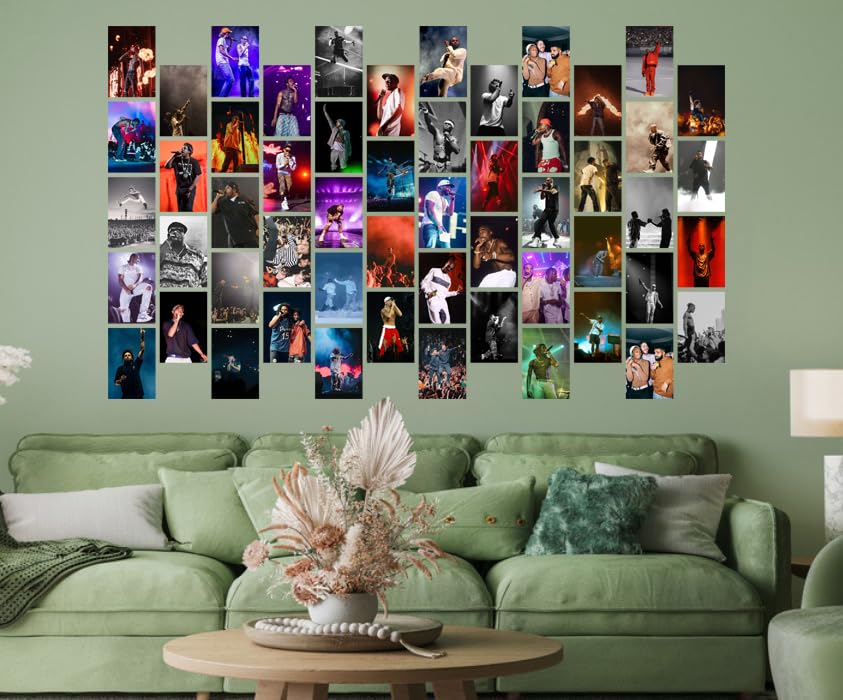Image of Pack of 54 Hip Hop Wall Collage Kit Posters - 4 x 6 Inches Wall Decor Poster - Wall Art For Bedroom, Living room, Office - 1 Tissue Tape