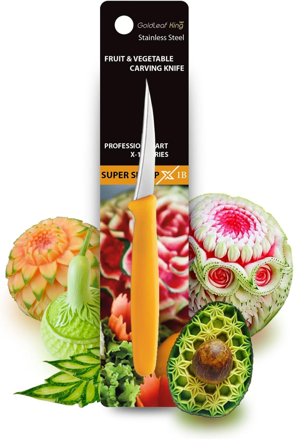 Fruit Carving Knife Single Blade 1PC | X1B Moon Shape Blade 2.5” Blade | Extra Sharp Dedicated for Fruit Carving (X1B Series Moon Shape Blade) Fruit Carving Knife Single Blade 1PC | X1B Moon Shape Blade 2.5” Blade | Extra Sharp Dedicated for Fruit Carving (X1B Series Moon Shape Blade)