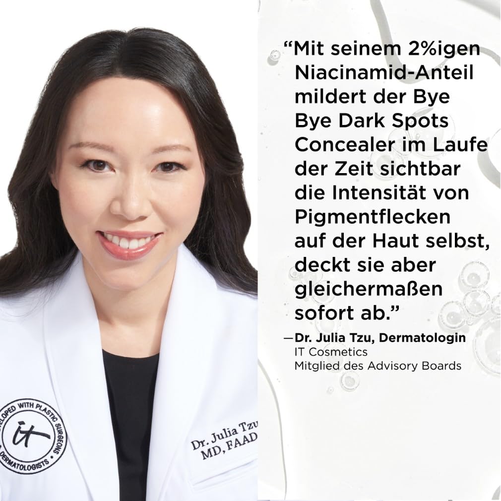 IT Cosmetics, Bye Bye Dark Spots Concealer-Serum, mittlere Abdeckung, anpassbar, angereichert mit Niacinamid, Hyaluronsäure & Koffein, 6,7 ml