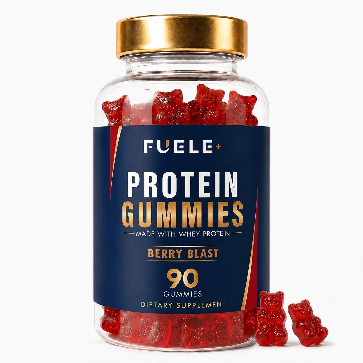 FUELE+ Gomas de proteína de soro de leite 12 g por porção Berry Blast 15 porções