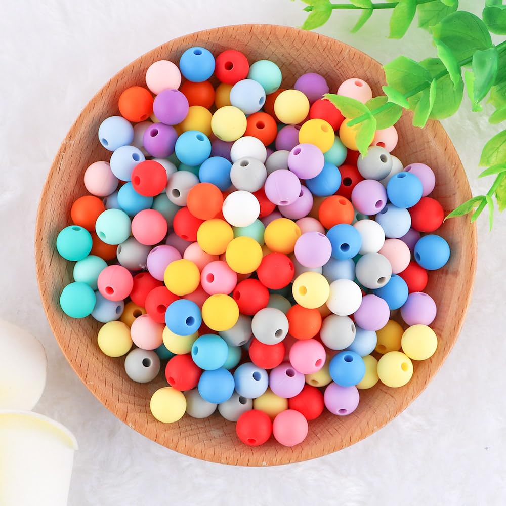 80 Stück Runde Silikonperlen Mix 12mm & 15mm – DIY Schmuck, Bunt, Für Armbänder, Ketten, Dekoration